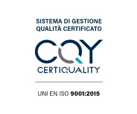 Certificazione di qualità ISO 9001:2015 da Certiquality, membro della Confederazione CISQ.